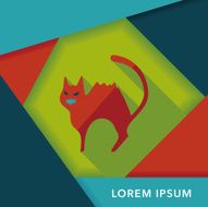 Evil cat flat icon with long shadow eps10 N5