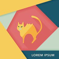 Evil cat flat icon with long shadow eps10 N7