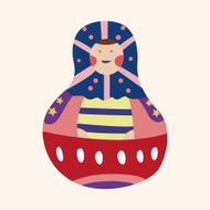 Matryoshka Russian traditional wooden doll vector pattern el N305