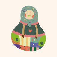 Matryoshka Russian traditional wooden doll vector pattern el N306