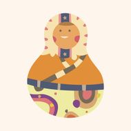 Matryoshka Russian traditional wooden doll vector pattern el N307