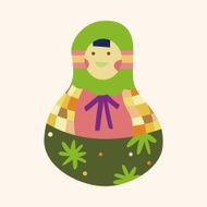 Matryoshka Russian traditional wooden doll vector pattern el N308