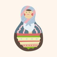 Matryoshka Russian traditional wooden doll vector pattern el N309