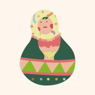 Matryoshka Russian traditional wooden doll vector pattern el N310