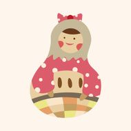 Matryoshka Russian traditional wooden doll vector pattern el N312