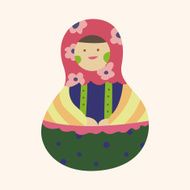 Matryoshka Russian traditional wooden doll vector pattern el N313
