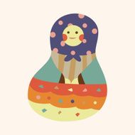 Matryoshka Russian traditional wooden doll vector pattern el N314