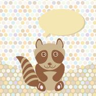 Polka dot background pattern Funny cute raccoon on background N2