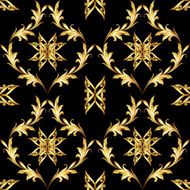 Golden floral pattern on black