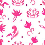Retro red seamless pattern with trees Seamless Floral Pattern W