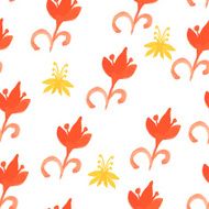 Tribal red seamless pattern with trees Seamless Floral Pattern