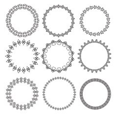 Monochromatic Ethnic Round Ornamental Vector Illustration N2
