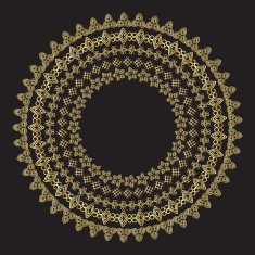 Monochromatic Ethnic Round Ornamental Vector Illustration N5