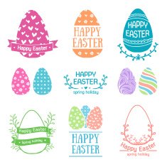 Set of colored logo templates for a happy Easter