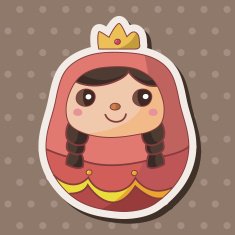 Matryoshka Russian traditional wooden doll theme elements N31