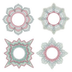 set of rosette decorative element
