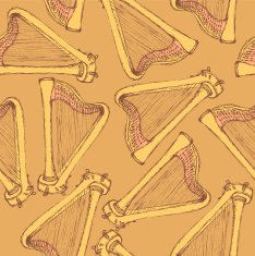 Sketch harp musical instrument in vintage style