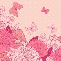 Card with peony and butterfly