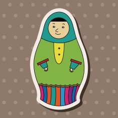 Matryoshka Russian traditional wooden doll vector pattern ele N39
