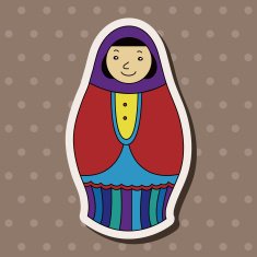 Matryoshka Russian traditional wooden doll vector pattern ele N44