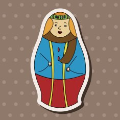 Matryoshka Russian traditional wooden doll vector pattern ele N46
