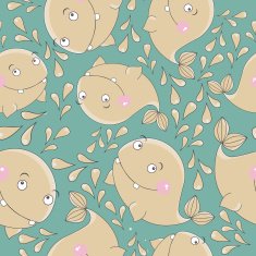 Funny whale vector seamless pattern N2