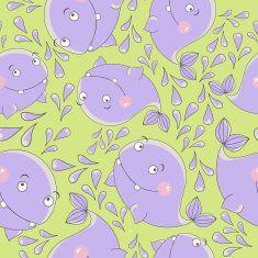 Funny whale vector seamless pattern N4