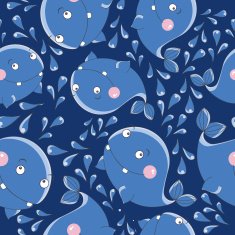 Funny whale vector seamless pattern N5