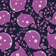 Funny whale vector seamless pattern N7