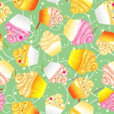 Cupcakes with cream Seamless vector background N4