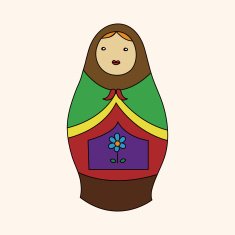 Matryoshka Russian traditional wooden doll vector pattern ele N48