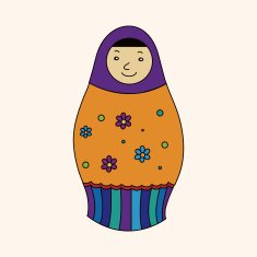 Matryoshka Russian traditional wooden doll vector pattern ele N49