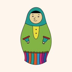 Matryoshka Russian traditional wooden doll vector pattern ele N51
