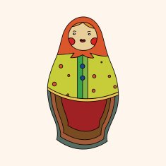 Matryoshka Russian traditional wooden doll vector pattern ele N53