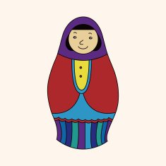 Matryoshka Russian traditional wooden doll vector pattern ele N55
