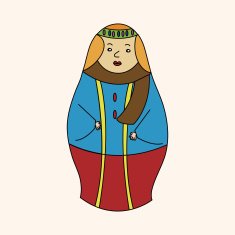Matryoshka Russian traditional wooden doll vector pattern ele N56