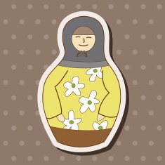 Matryoshka Russian traditional wooden doll vector pattern el N233
