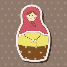 Matryoshka Russian traditional wooden doll vector pattern el N234
