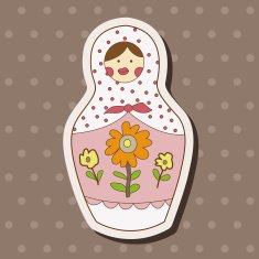 Matryoshka Russian traditional wooden doll vector pattern el N235