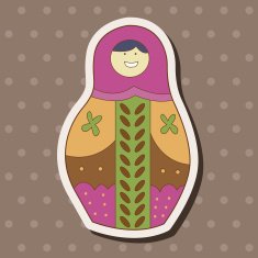 Matryoshka Russian traditional wooden doll vector pattern el N237