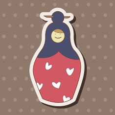 Matryoshka Russian traditional wooden doll vector pattern el N238