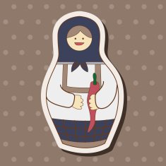 Matryoshka Russian traditional wooden doll vector pattern el N240
