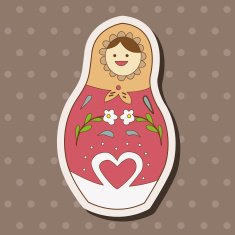 Matryoshka Russian traditional wooden doll vector pattern el N241