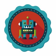 vintage robot flat icon with long shadow eps 10 N19