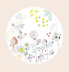 Greeting card with flowers bird N2