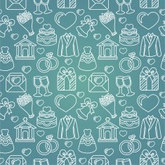 Vector seamless pattern with wedding icons
