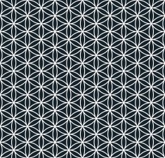 monochrome hexagonal floral pattern of overlapping circles