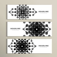 Three vector pattern abstract in banner design N4