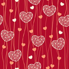 Seamless pattern with ornate hearts and lines