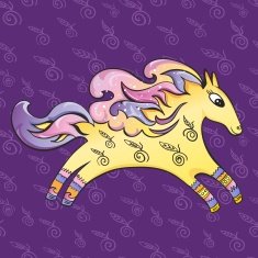 Funny Horse with Apples Illustration N2
